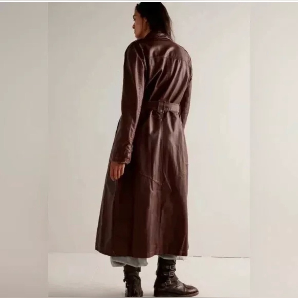 FREE PEOPLE VEGAN ISABELLE MOTO TRENCH COAT JACKET $298 UMBERT
HEART BROWN NWOT - Picture 2 of 4